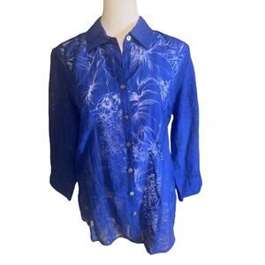 Chico's Royal Blue Burn-out Blouse‎ Size 4